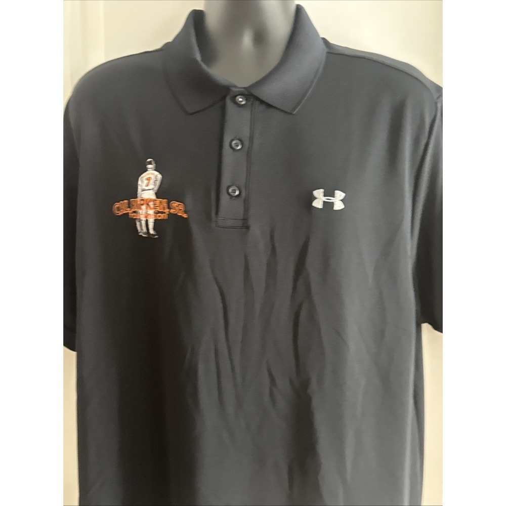 Under Armour LooseBlack Cal Ripken Foundation Men's  Polo Shirt Sz 2XL Heatgear - Picture 2 of 12